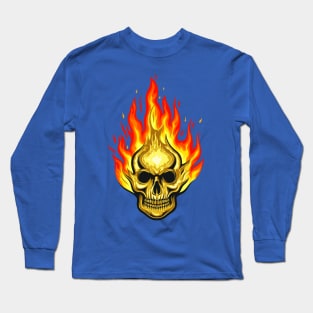 human skull fire Long Sleeve T-Shirt